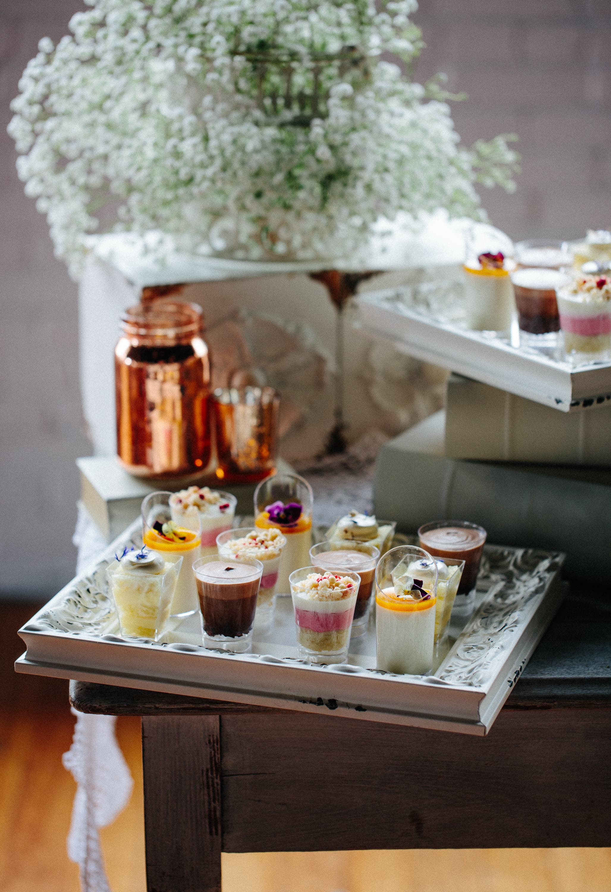 assorted dessert tasting cups