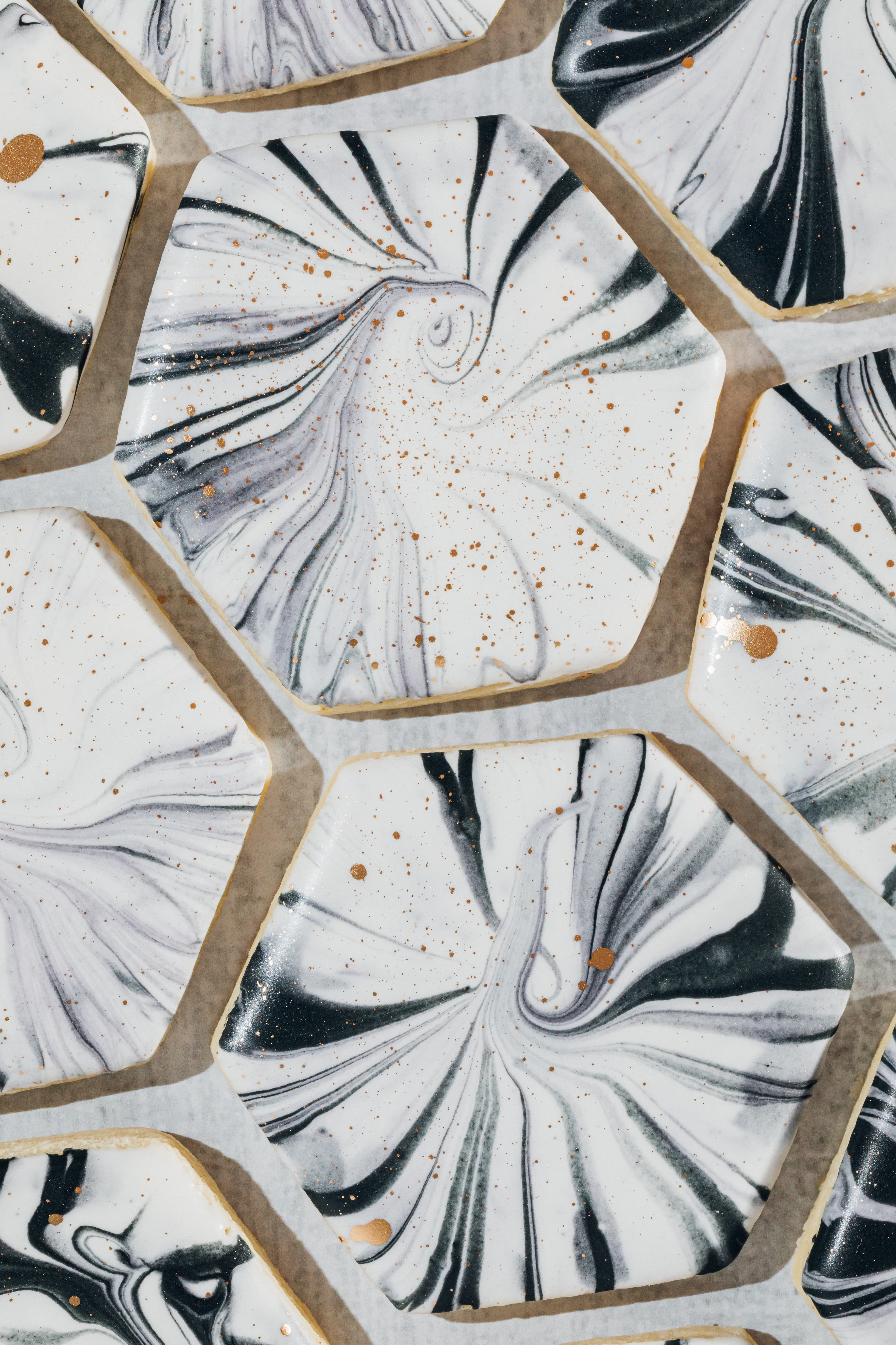 marble hexagon sugar cookies