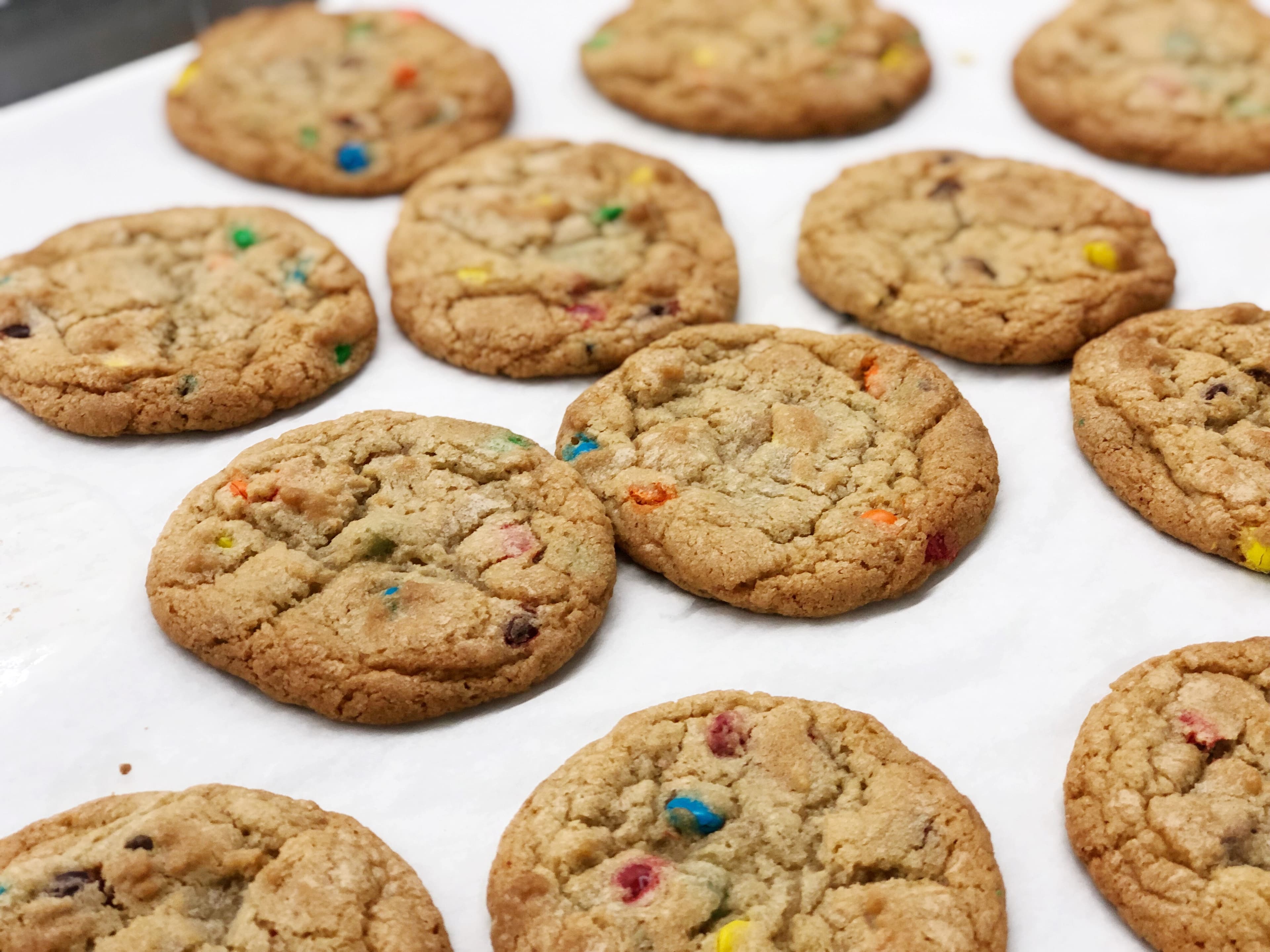 mm candy cookies parchment