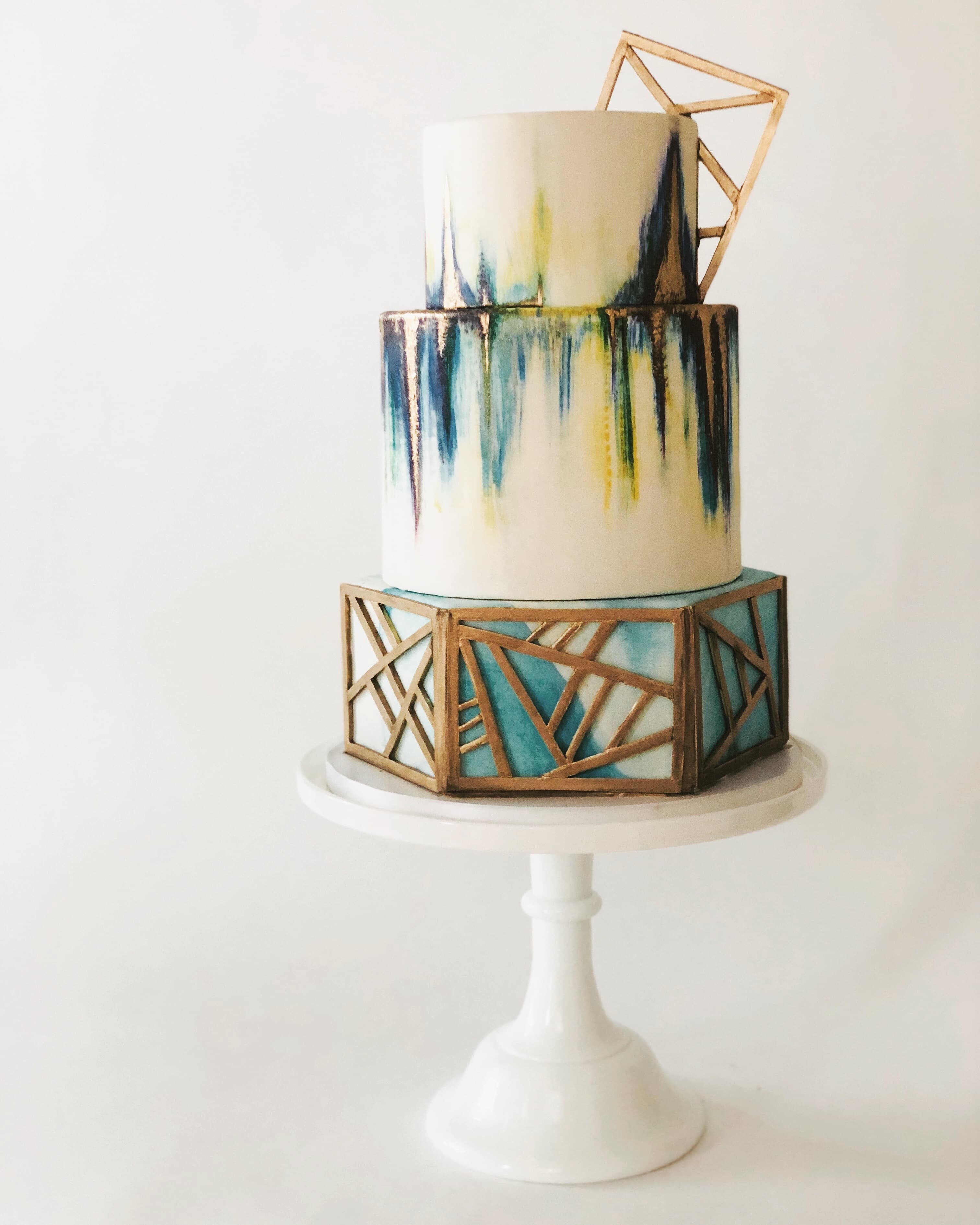 two tier geometric fondant cake